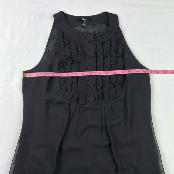 Aqua Woman’s Size 4 Black Sleeveless Lined 100% Silk Ruffles Buttons Blouse - Picture 7 of 8